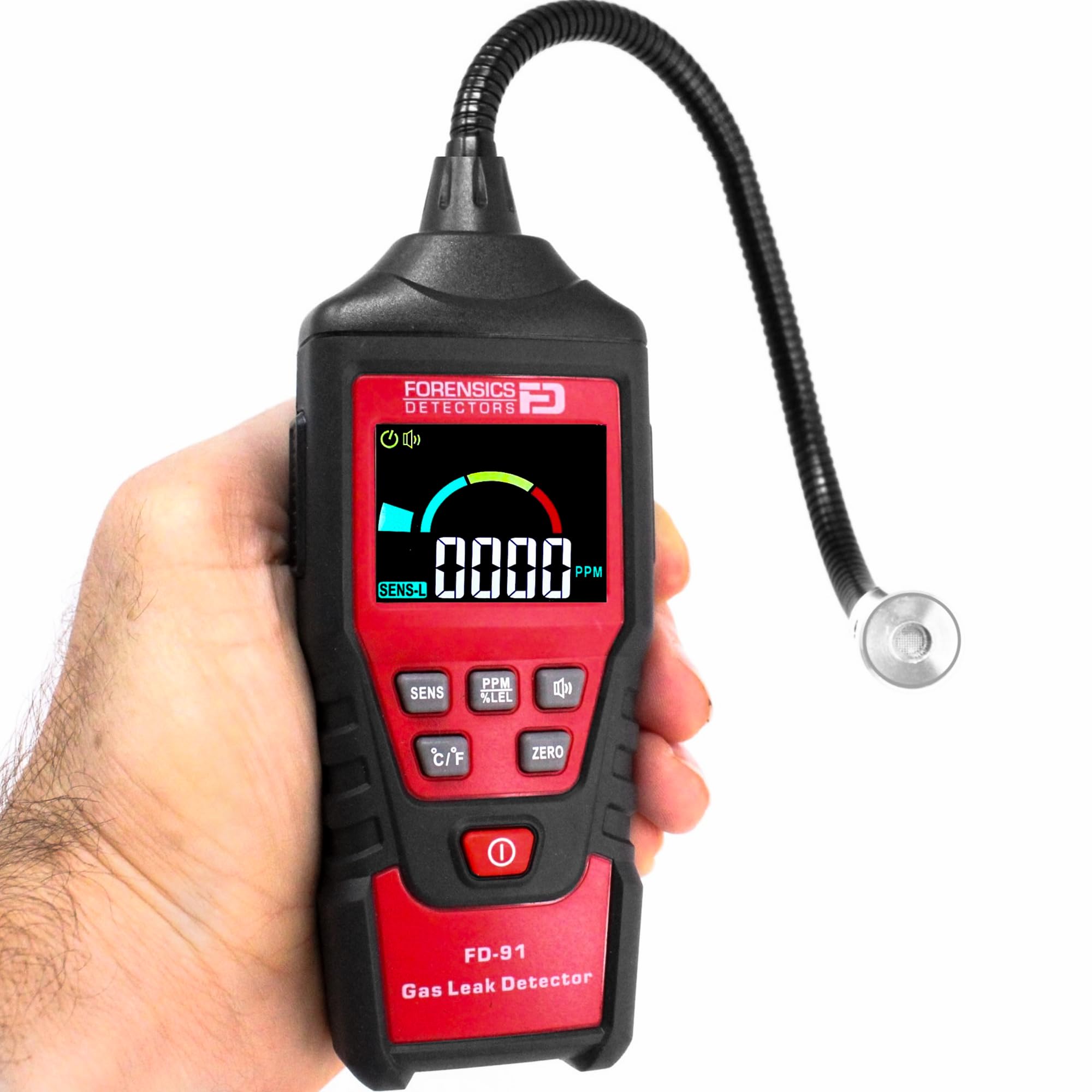 Forensics Detectors Fd Red Gas Leak Detector By Forensics | 10Ft Drop Test Pass | Natural Gas, Alcohols, Methane, Combustibles, Acetone, Ethanol, Propane, Butane, Gasoline, Diesel, Ipa, Toluene, Lpg, Lng |