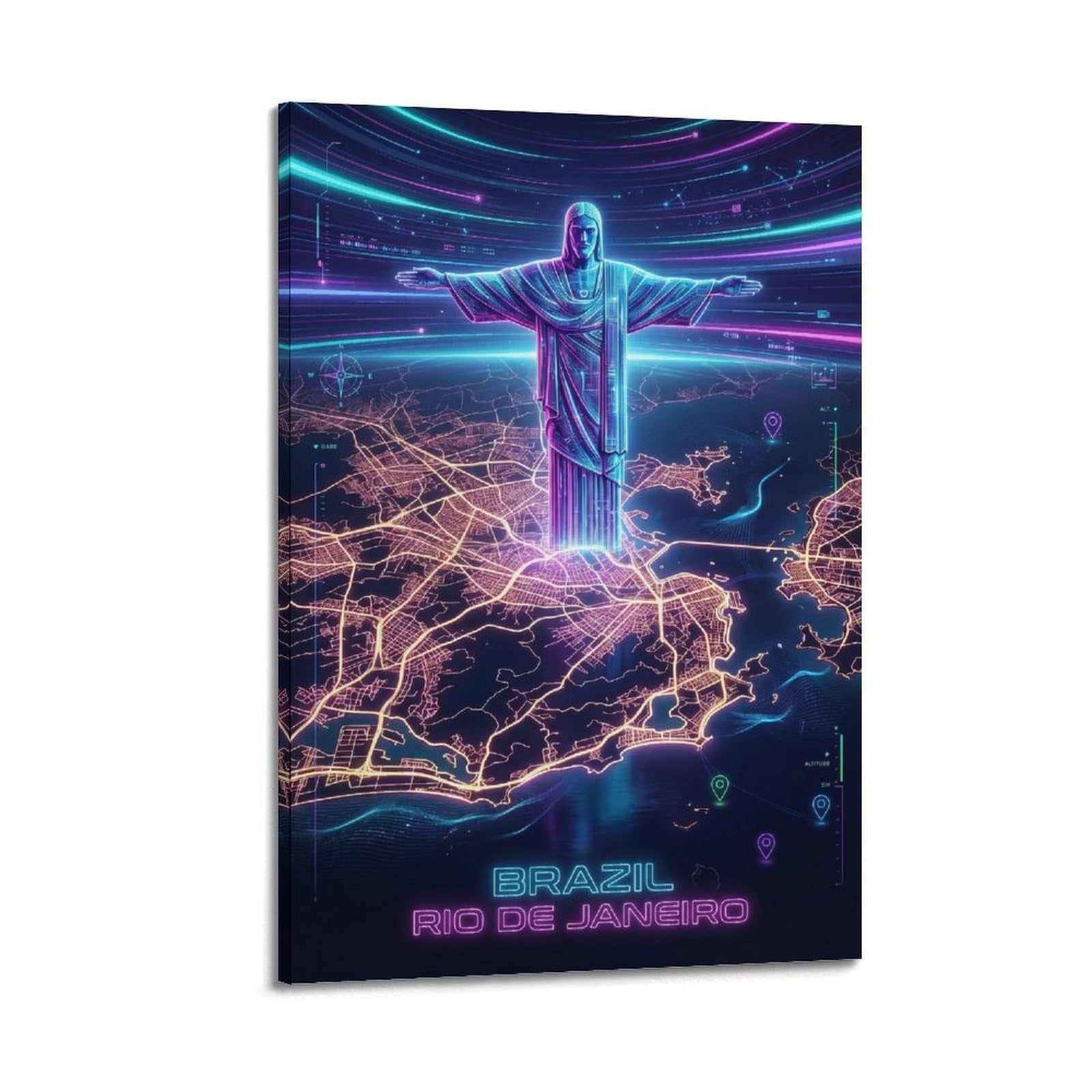 XKUGA Gamer Room Aesthetic Rio De Janeiro Brazil Map Poster Modern Decorative Canvas Prints - Ideal Wall Art for Family, Man Cave, Game Room, Boys & Girls Bedroom 24x36inch(60x90cm)