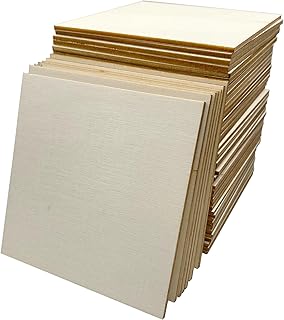50 Pcs Wood Squares,4 x 4 Inch Unfinished Wood Crafts Woodsheet for Wood...