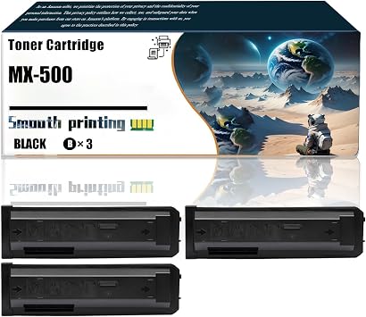 قطع غيار خرطوشة حبر MX-500 متوافقة مع طابعات Sharp MX-M453U MX-M503N MX-M503U، تحتوي على شريحة وطباعة شفافة، عبوة من 3 قطع باللون الأسود