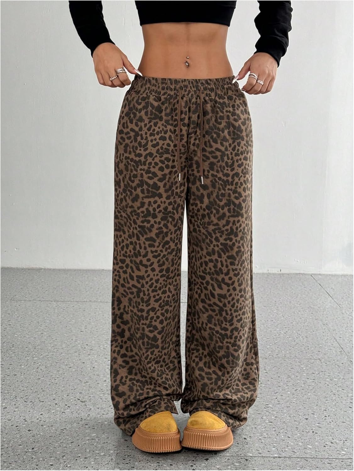 MakeMeChic Women's Cheetah Print Pants Leopard Straight Wide Leg Trousers Pants - Image 3