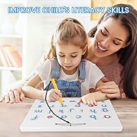 Vista 7 de Magnetic Alphabet Tracing Board, ABC Magnetic Letter Board, Magnets Tablet Drawing Board Preschool Learning Toys for Kids