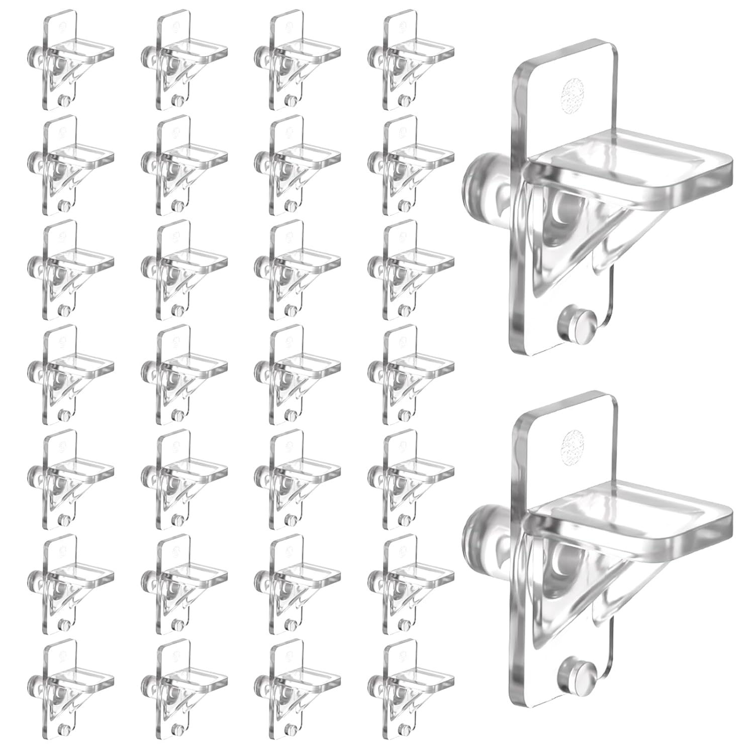 30 Pcs Shelf Holders Pegs, 1/4 Inch Clear Plastic Cabinet Shelf Support Pins Punch Free Furniture Support Pin Bookcase Pegs Replacement for Shelves Kitchen Cabinet Book Closet