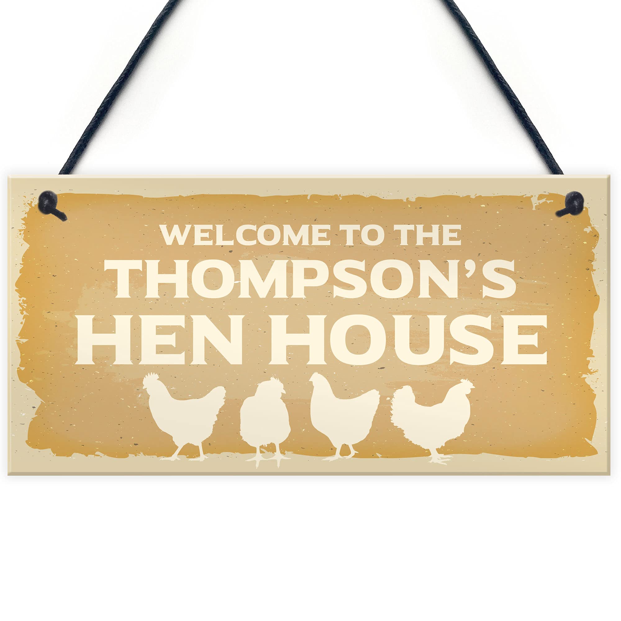 RED OCEAN Welcome To Hen House Sign Personalised Chicken Gift Garden Shed Sign