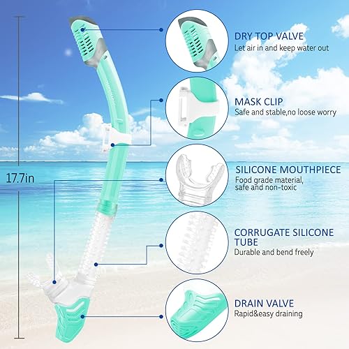 Miniatura 5 de Supertrip Equipo de esnórquel para adultos, juego de esnórquel antivaho, máscara de esnórquel de vidrio templado para adultos, equipo de esnórquel