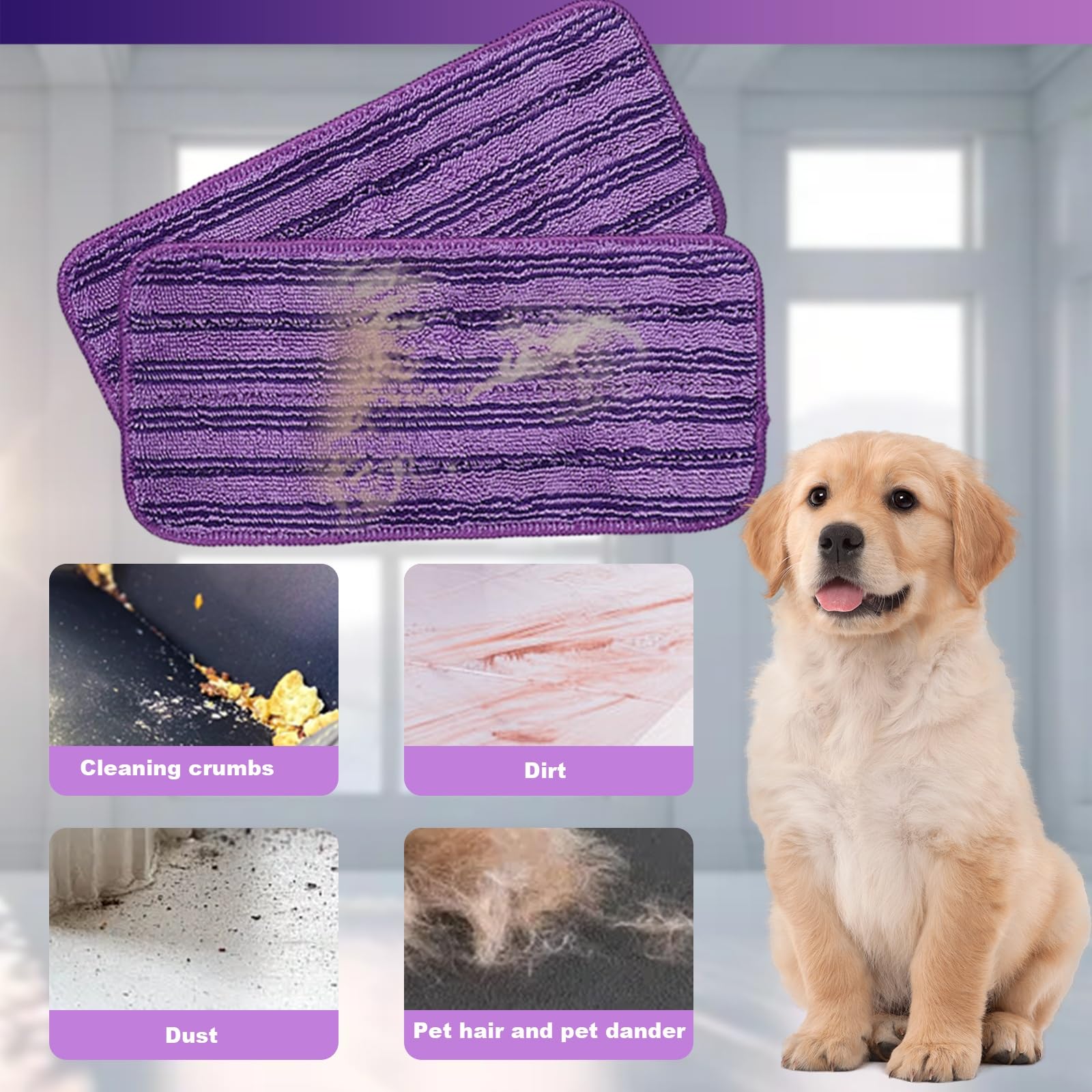Lot De 4 Lingettes Réutilisables Pour Swiffer Wet Jet - Microfibre, Lavables En Machine, 30 X 14 Cm