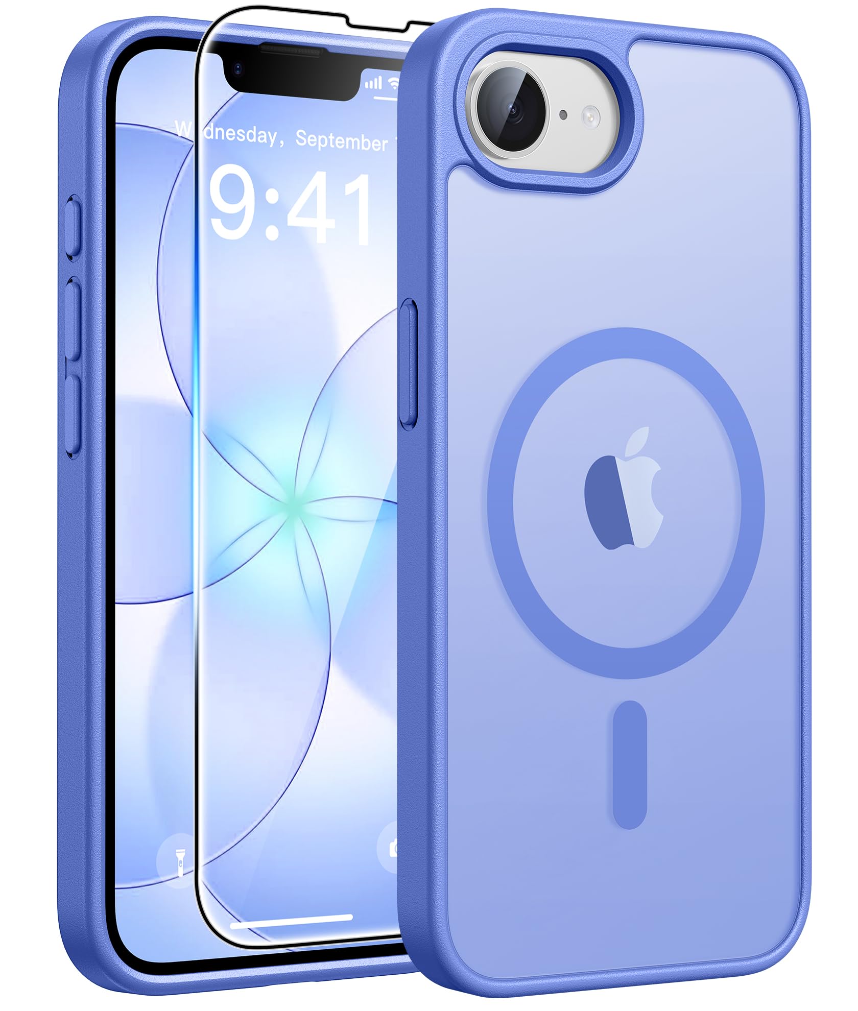 FNTCASE für iPhone 17e Hülle: iPhone 16e Hülle mit Panzerglas, Kompatibel mit MagSafe Handyhülle Matte Translucent Magnetische Slim Magnet Militärischer Fallschutz Robuste Schutzhülle - Ultramarin
