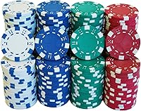 Vista 2 de SEETOOOGAMES 200 fichas de póquer de casino a rayas de 0.41 oz de arcilla compuesta, 4 colores (rojo, verde, blanco y azul)