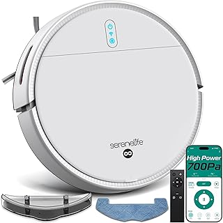 Robot Vacuum Cleaner and Smart Broom, App Control, 3 Cleaning Modes, Anti-Fall Sensors, Multi-Surface Cleaning, Self-Charg…