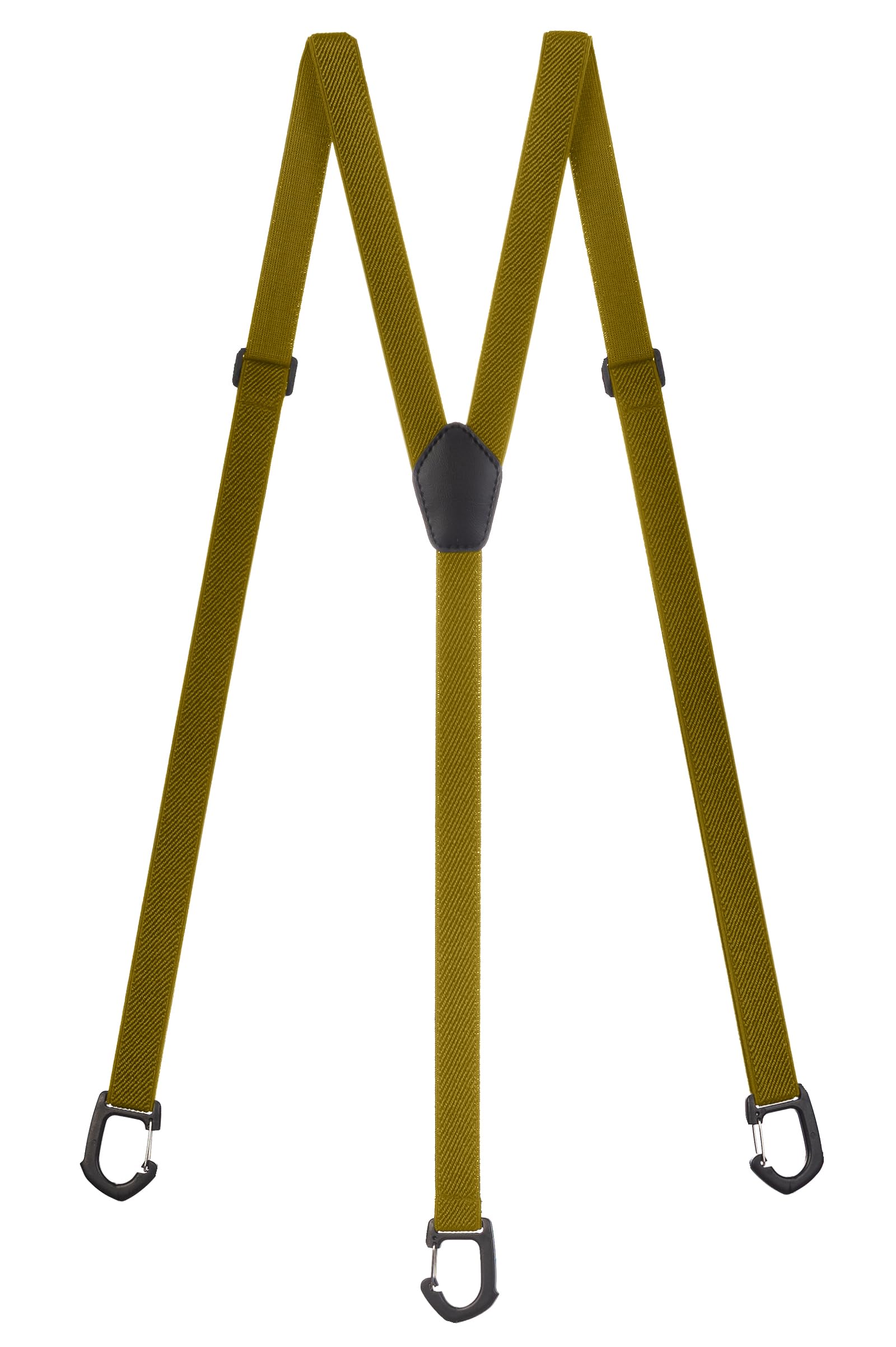 Olata Men's Olive Green Skinny Y-Shape Braces/Suspenders With Plastic Carabiner Clips - 2Cm.