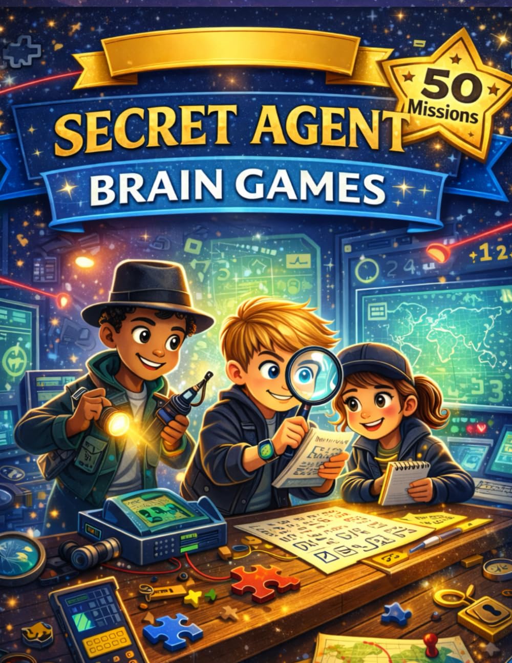 Secret Agent Brain Games: Puzzles, Logic Missions, Code Cracking & Critical Thinking Challenges for Smart Kids Ages 7–10 (Junior Detectives Brain Challenge Series)