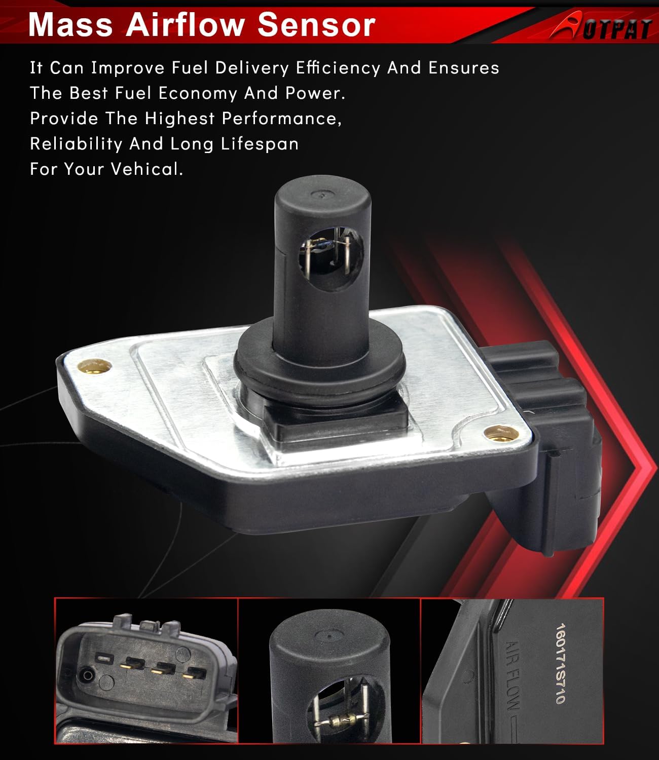 Mass Airflow Sensor for:-Nissan Frontier 1998-2004 Xterra 2001-2004 Pickup 1996-1997, 2.4L 3.3L L4 V6, MAF Sensor Replacement OE# 160171S710, 16017-1S710, AFH55M-12, MAS0397, AF10201, AFH55M12