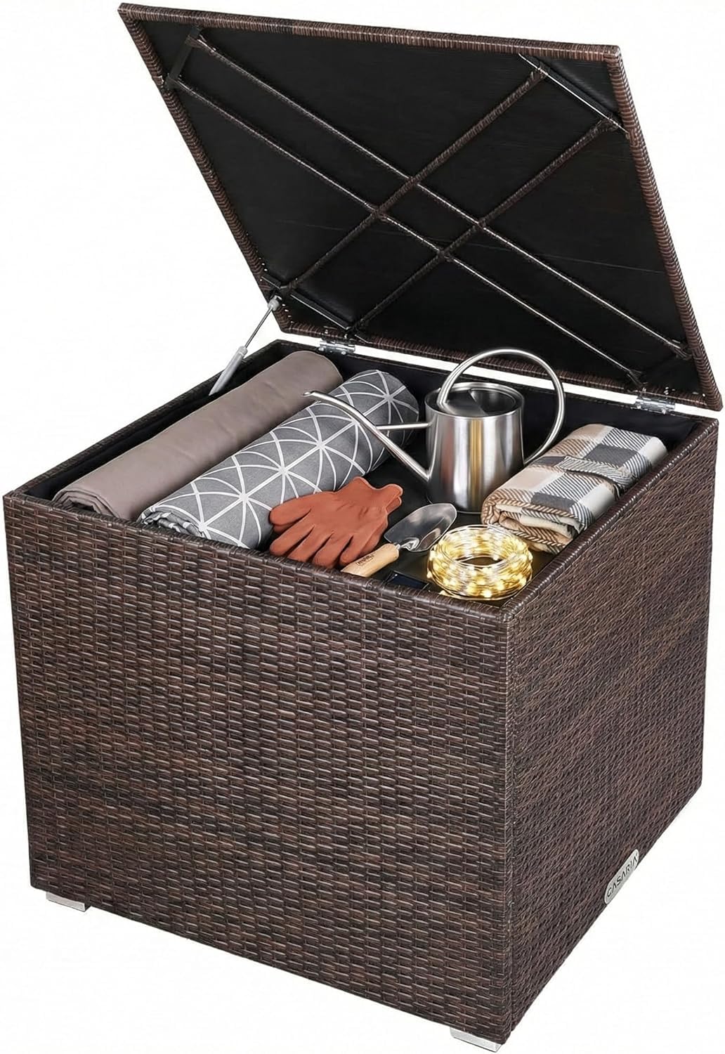 CASARIA® Polyrattan Garden Cushion Storage Box With Lid | 318 Litre Capacity 75x75x70cm | Waterproof Weatherproof Outdoor Shoe Organiser Parcel Chest | Gas Pressure Lifting Spring | Brown — image 1