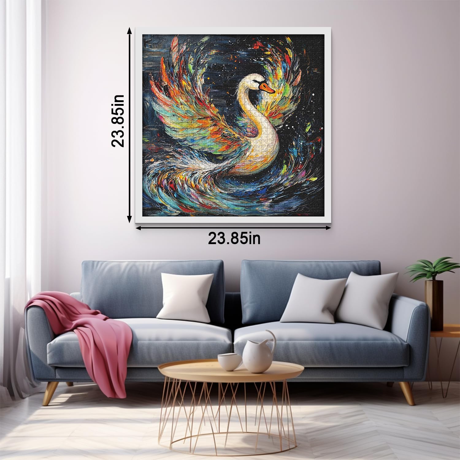 Swan Animal Puzzles for Adults 1000 Piece, Challenging Bird Lake Jigsaw Puzzles, Oil Painting Art Puzzle as Wall Decor