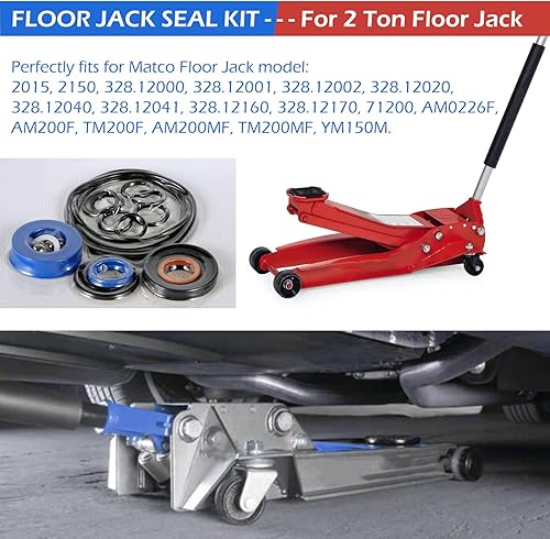 Miniatura 2 de Kit de sello de reparación hidráulica mejorado Kit de sello de gato de piso apto para AM200F Matco Floor Jack 2 toneladas, 29 piezas