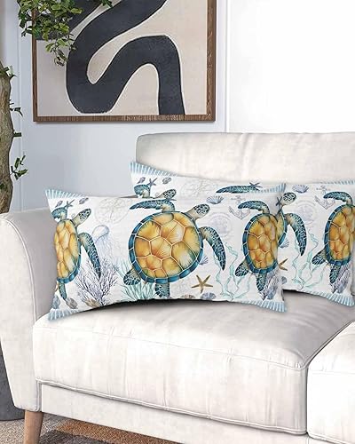 Miniatura 2 de Fundas de almohada suaves de tamaño King con diseño de tortuga oceánica, fundas de almohada decorativas de lujo para sofá de cuerpo largo con cierre