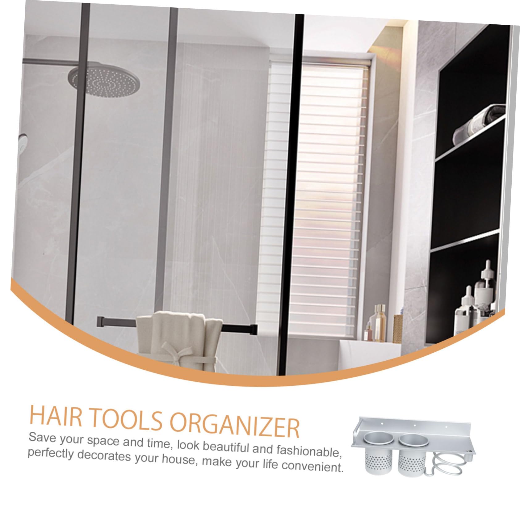 Homoyoyo Selbstklebender Haartrocknerhalter Platzsparend und Modern aus Aluminium Wandmontage Frei von Bohren Praktischer Organizer für Badezimmer für Föhn und Lockenstab