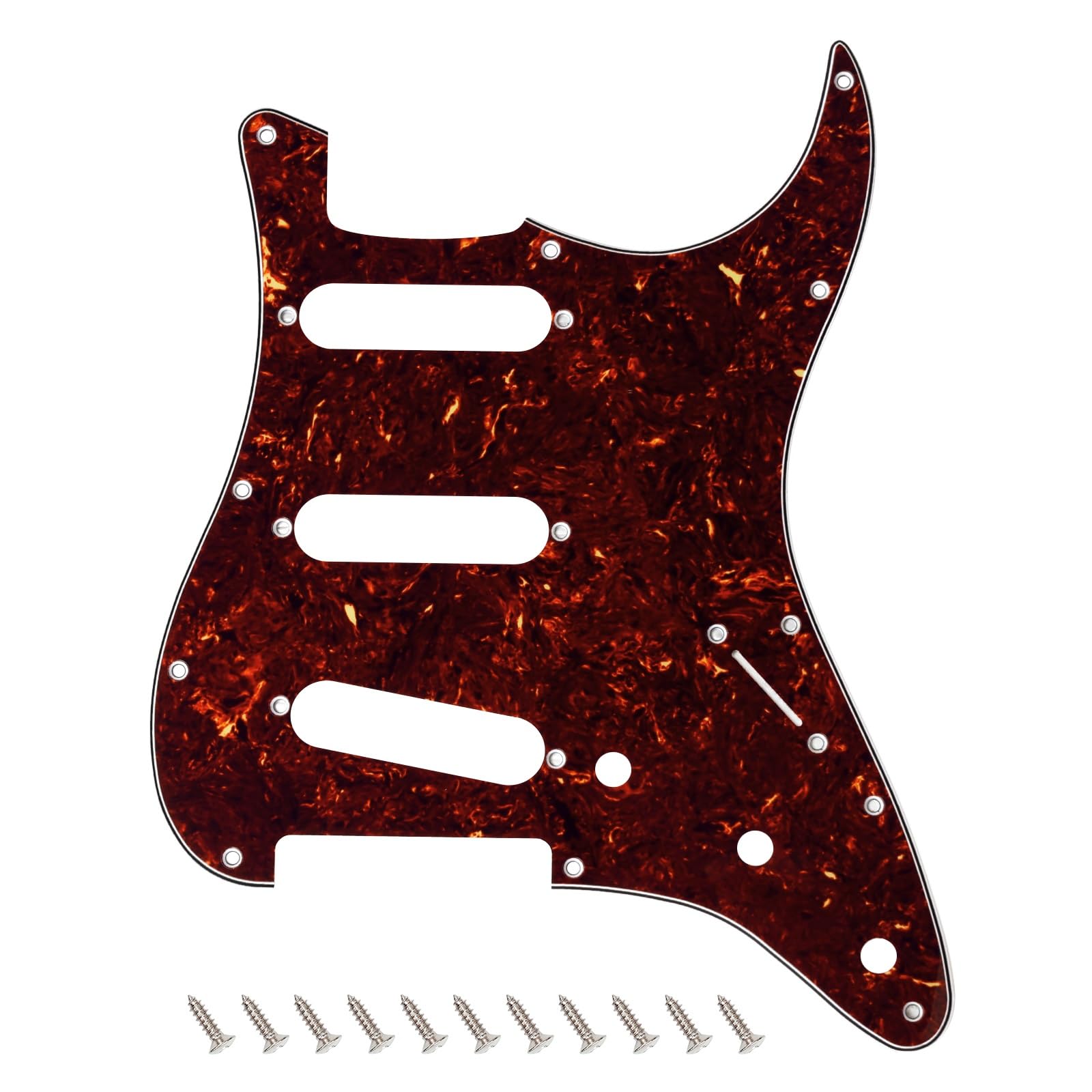 Banworks 4 Ply Strat SSS Pickguard 11-Hole Electric Guitar Pickguard Scratch Plate for USA/Mexican Modern Style Standard Stratocaster ST JT/HB-01 Dark Brown Tortoiseshell