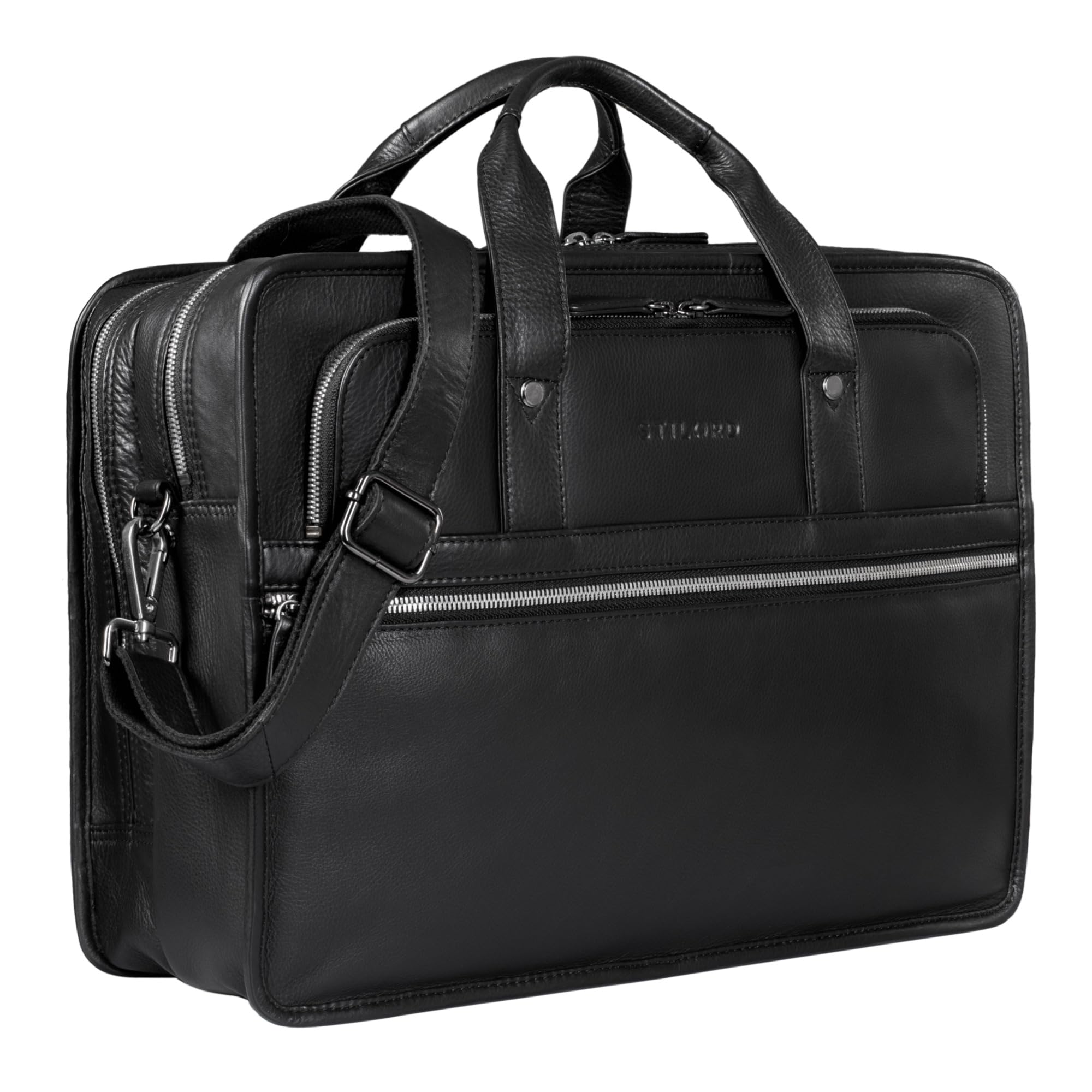 STILORD 'Yves' Serviette Cuir XL Homme pour Ordinateur 15.6 Grand Pouces Porte-Documents Sac à Bandoulière Sac de Professeur