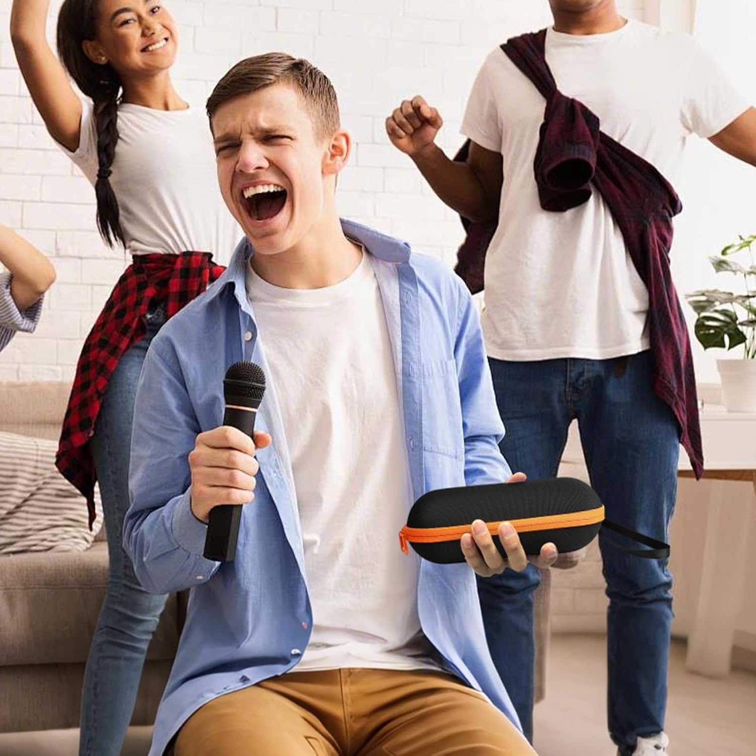 sarlar Case Compatible with JBL Wireless Two Microphone System, Up To 9“ x 3” will fit. Handheld Dual Mic Travel Bag for Singing or Karaoke for Receivers, Adapters, AA Batteries, Case Only. - Image 8