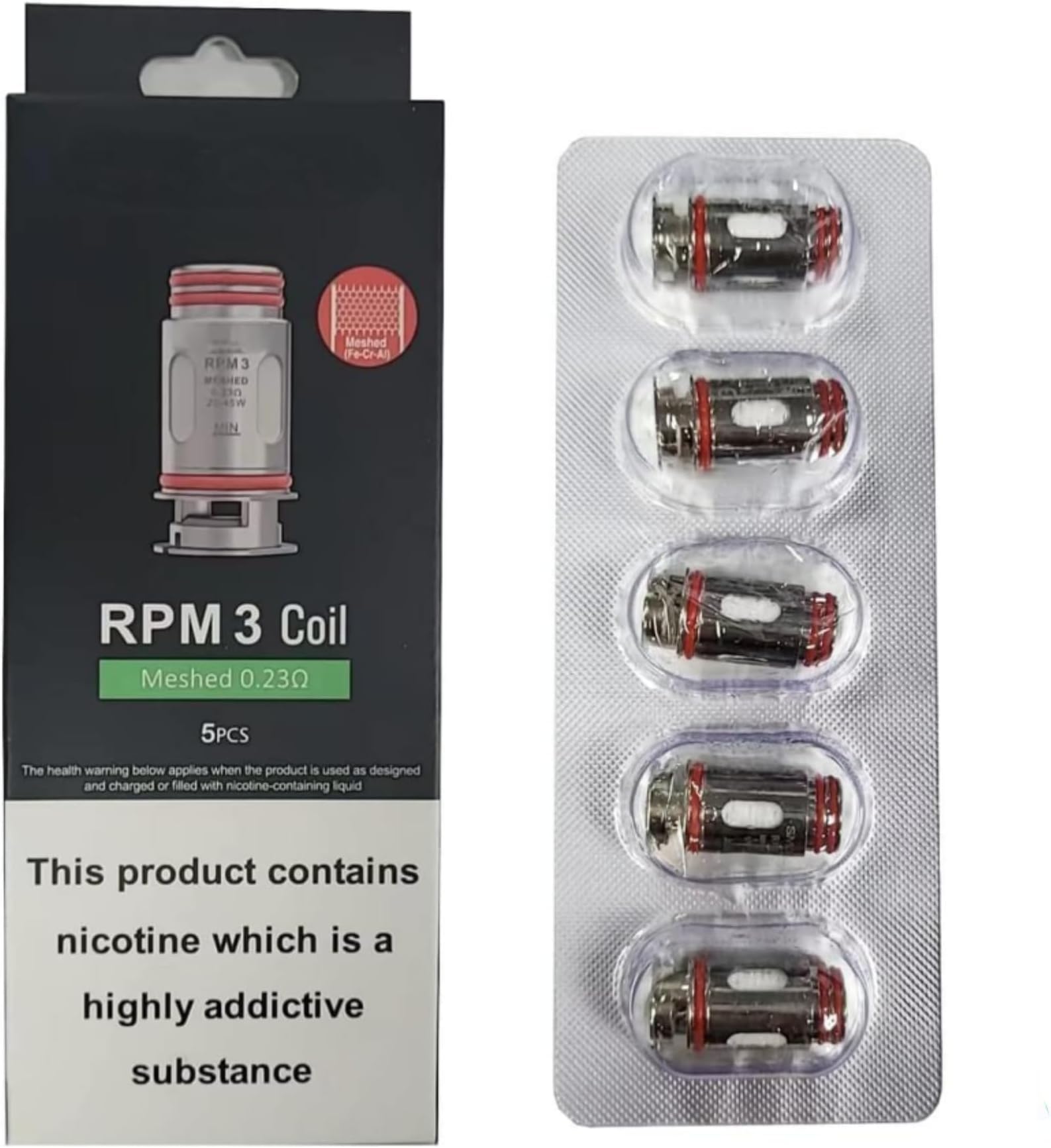 SMOEK for Smok RPM3 Meshed 0.23ohm Coils RPM 5 Replacement Pod RPM 5 Pro Nord 5 Kit Pack of 5