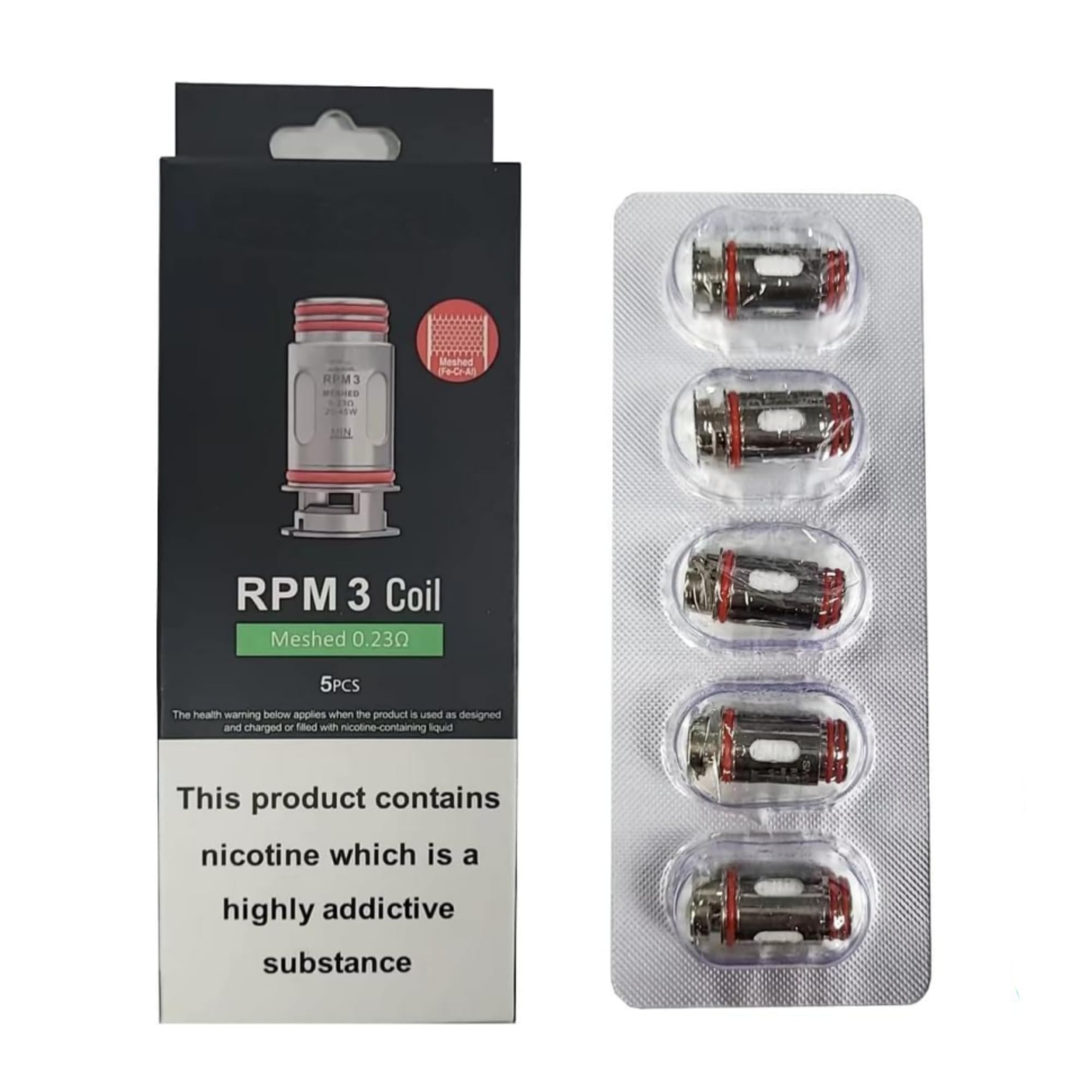 SMOEK for Smok RPM3 Meshed 0.23ohm Coils RPM 5 Replacement Pod RPM 5 Pro Nord 5 Kit Pack of 5
