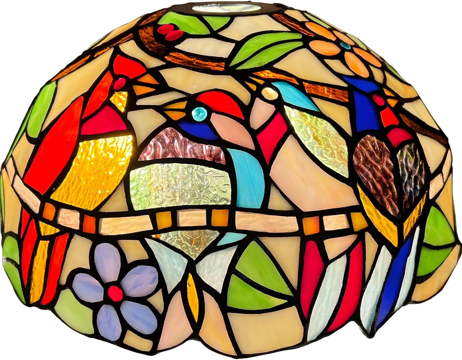 Capulina Tiffany Lamp Shade 12 Inches Wide Accessories Replacement Cardinal Birds Stained Glass Tiffany Style Lampshade for Torchiere Floor Lamp and Pendant Light