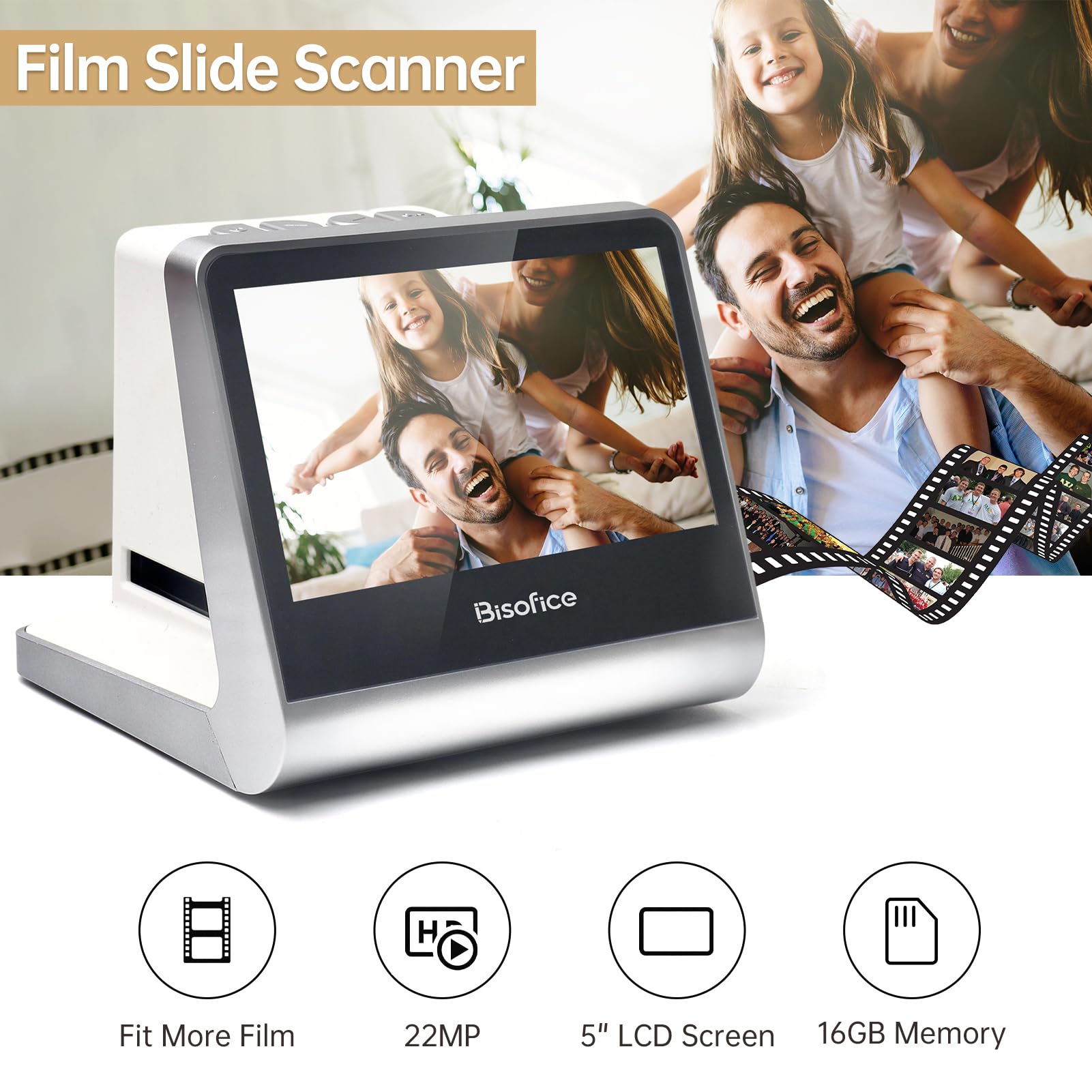 Domary Scanner per Pellicole da 14 MP con 5 Schermi LCD Memoria Incorporata da 16 GB Converte 135 126 110 Negativi di Diapositive Super8 in JPEG Supporta PC TV per L'archiviazione