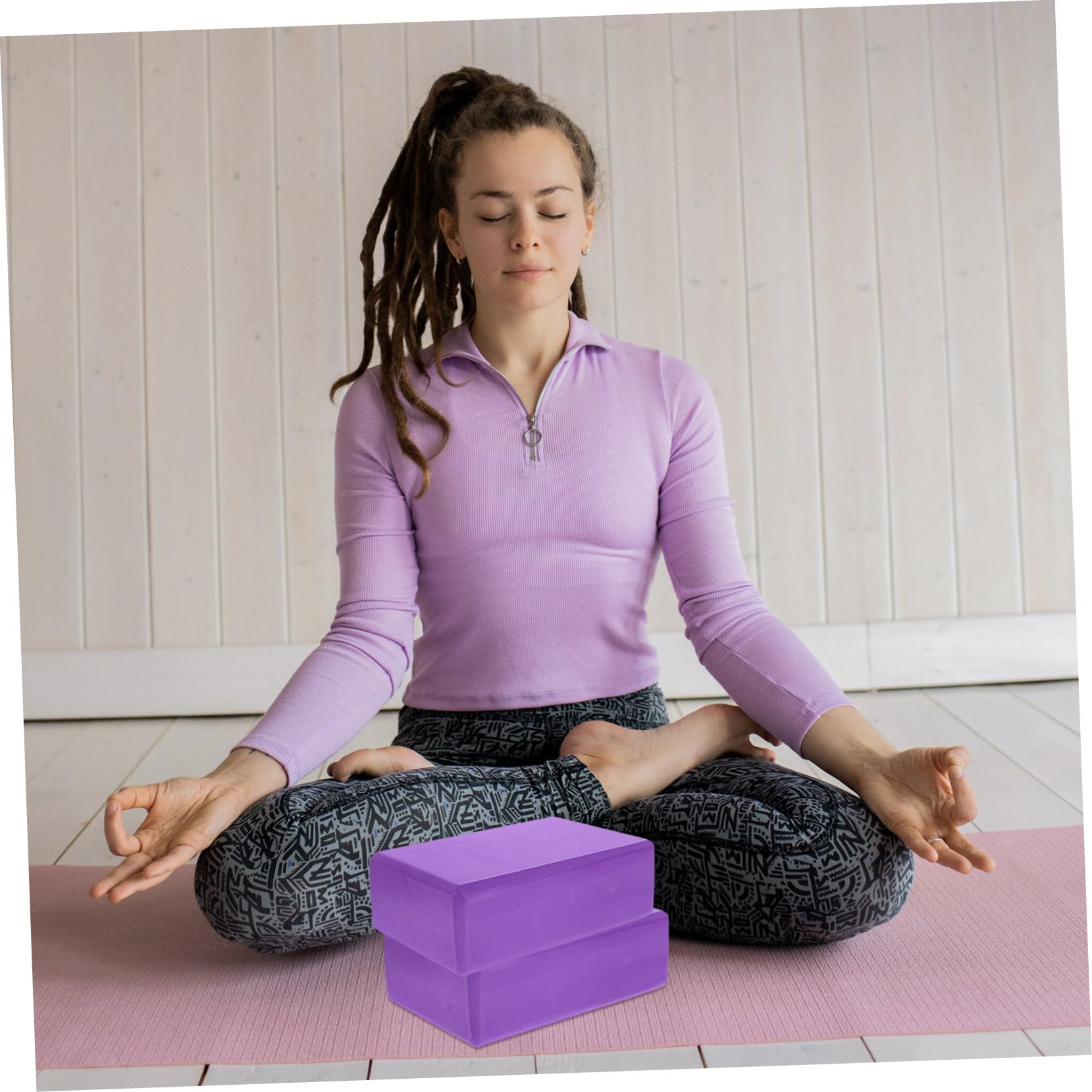 Yardwe Set da 3 Pezzi Blocchi Yoga in Eva con Cinturino di Estensione, Design Leggero e Presa Confortevole per Migliorare Flessibilità e Stabilità Durante Sessioni di Yoga