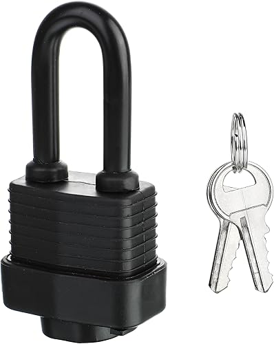 Candado de acero laminado resistente al agua de 1.575 pulgadas con llaves para uso en exteriores e interiores, paquete de 1