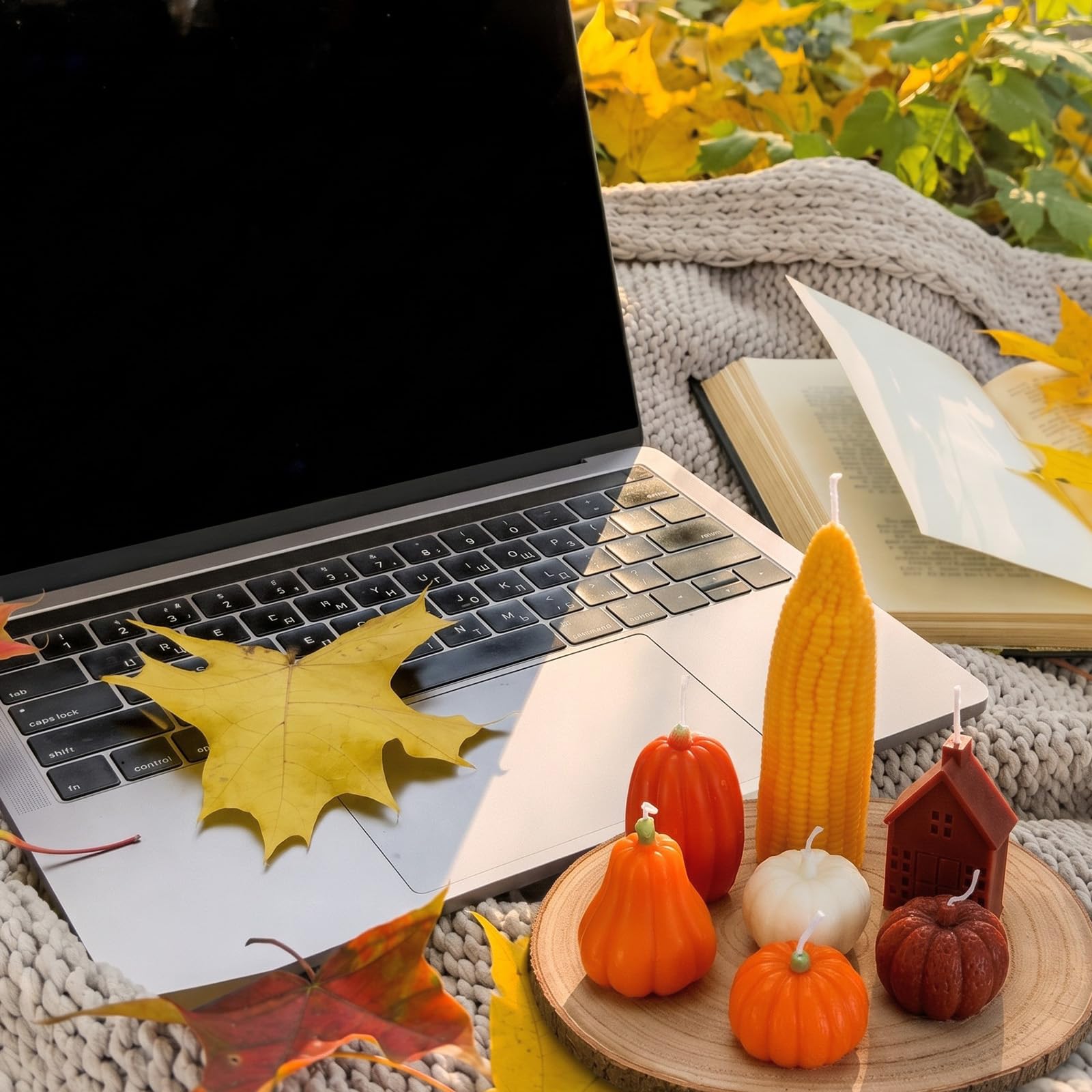 Conelist Lot de 7 bougies parfumées d'automne en forme de citrouille - Bougies d'aromathérapie en cire de soja pour Thanksgiving, décoration de table pour l'automne, l'Action de grâce, la maison et la