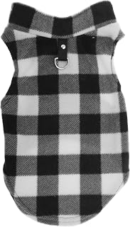 Dog Cat Warm Vest, 1 Piece, Polar Fleece, White, Black | For dogs and cats, winter use, chest circumference 34cm, back length 26cm, neck circumference 30cm, machine washable, D-rings