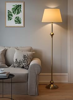 Divine Trends Royal Brass Antique Finish Gold Floor Lamp Standing 5Ft Height with Cream Lampshade 16 Inches - Led Bulb Inc... Price In India