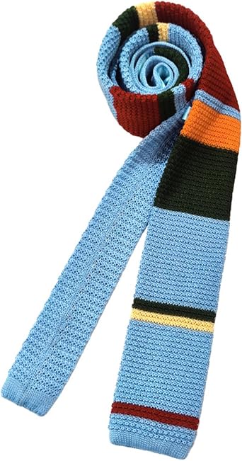 Knitted Tie Necktie Colorful Striped Pattern Sport Casual Tie Narrow Necktie for Business and Casual Wear