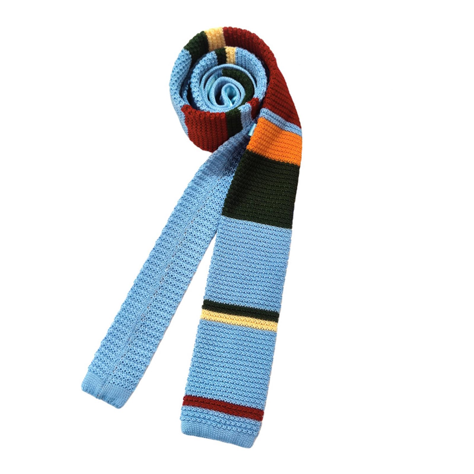 Cravate tricotée à motif rayé coloré étroite pour le sport et style décontracté chic