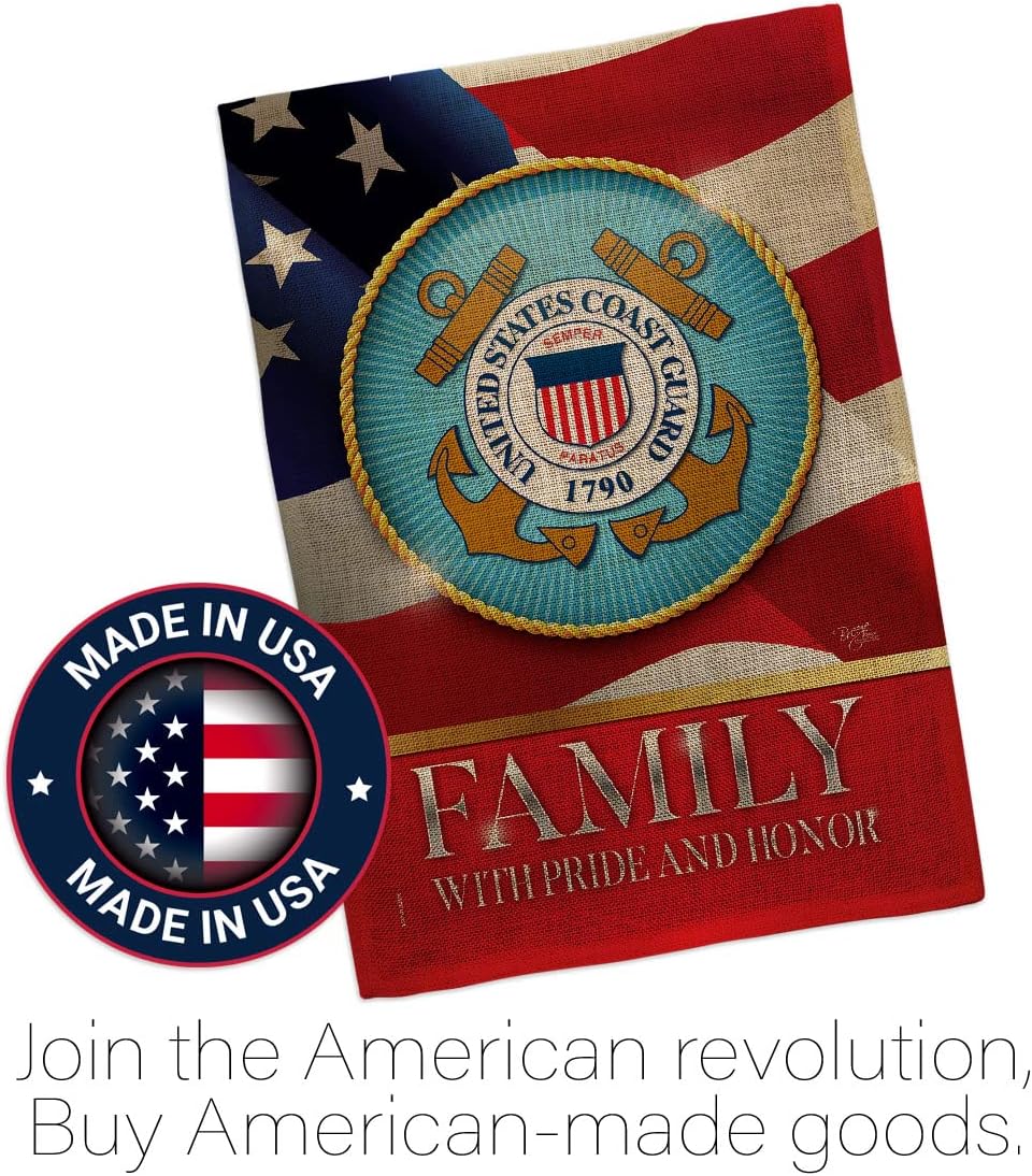 US Coast Guard Family Honor Burlap Garden Flag - Armed Forces USCG Semper Paratus United State American Military Veteran Retire Official - House Banner Small Yard Gift Double-Sided 13 X 18.5
