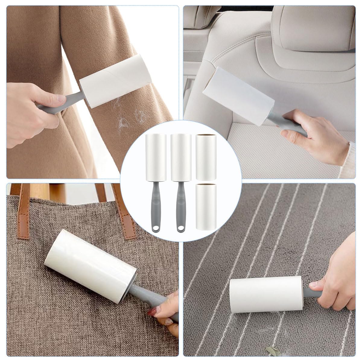 15 Rouleaux 900 Feuilles Rouleau Poils Animaux avec 2 Poignées,Rouleau Adhesif Vetement Extra Collant Feuilles Brosse Collante,Rouleau Adhesif de Poils pour Chat Chien Vêtements Lit Canapé Tapis