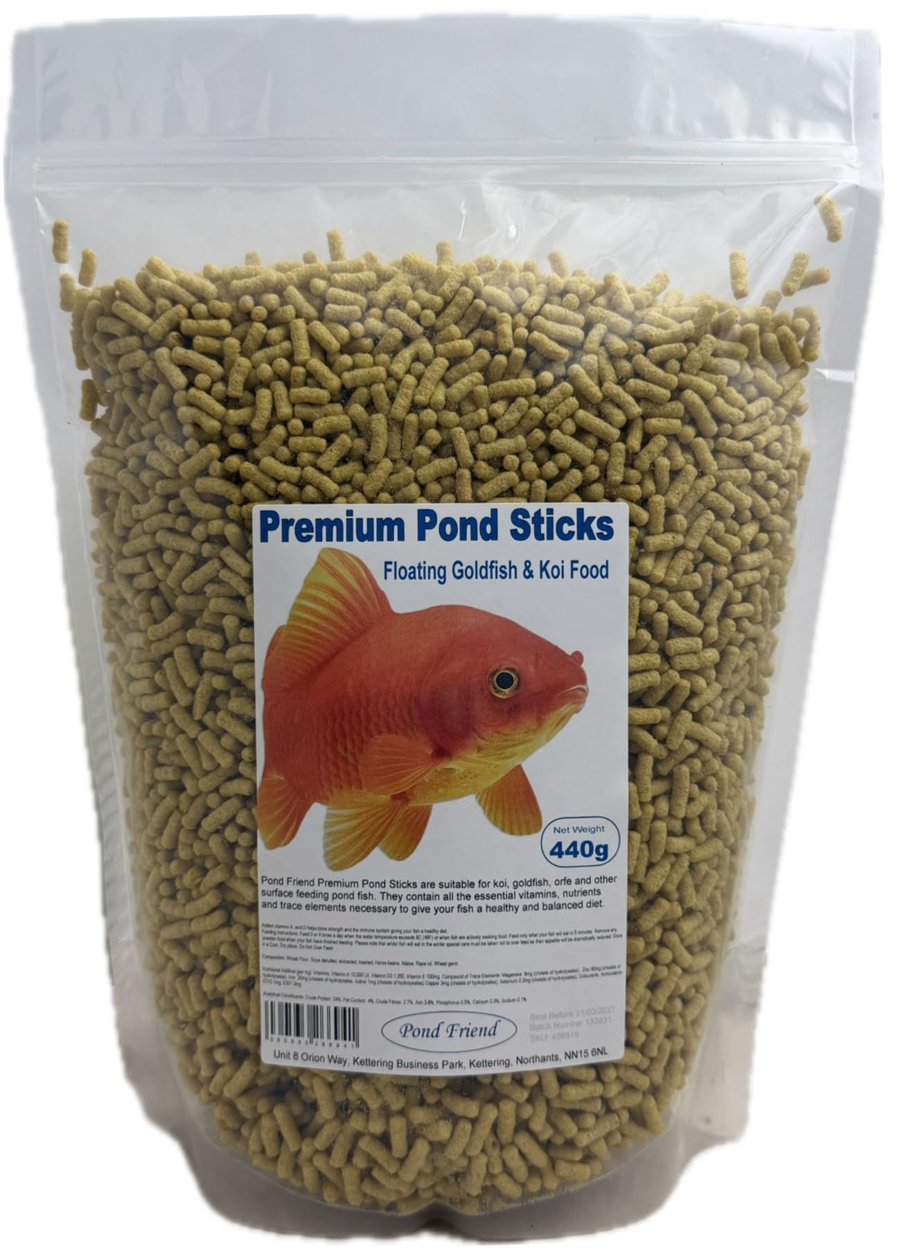 Pond Friend Fish Food Sticks 440g Premium Quality Floating Goldfish Koi & Cold Water Feed