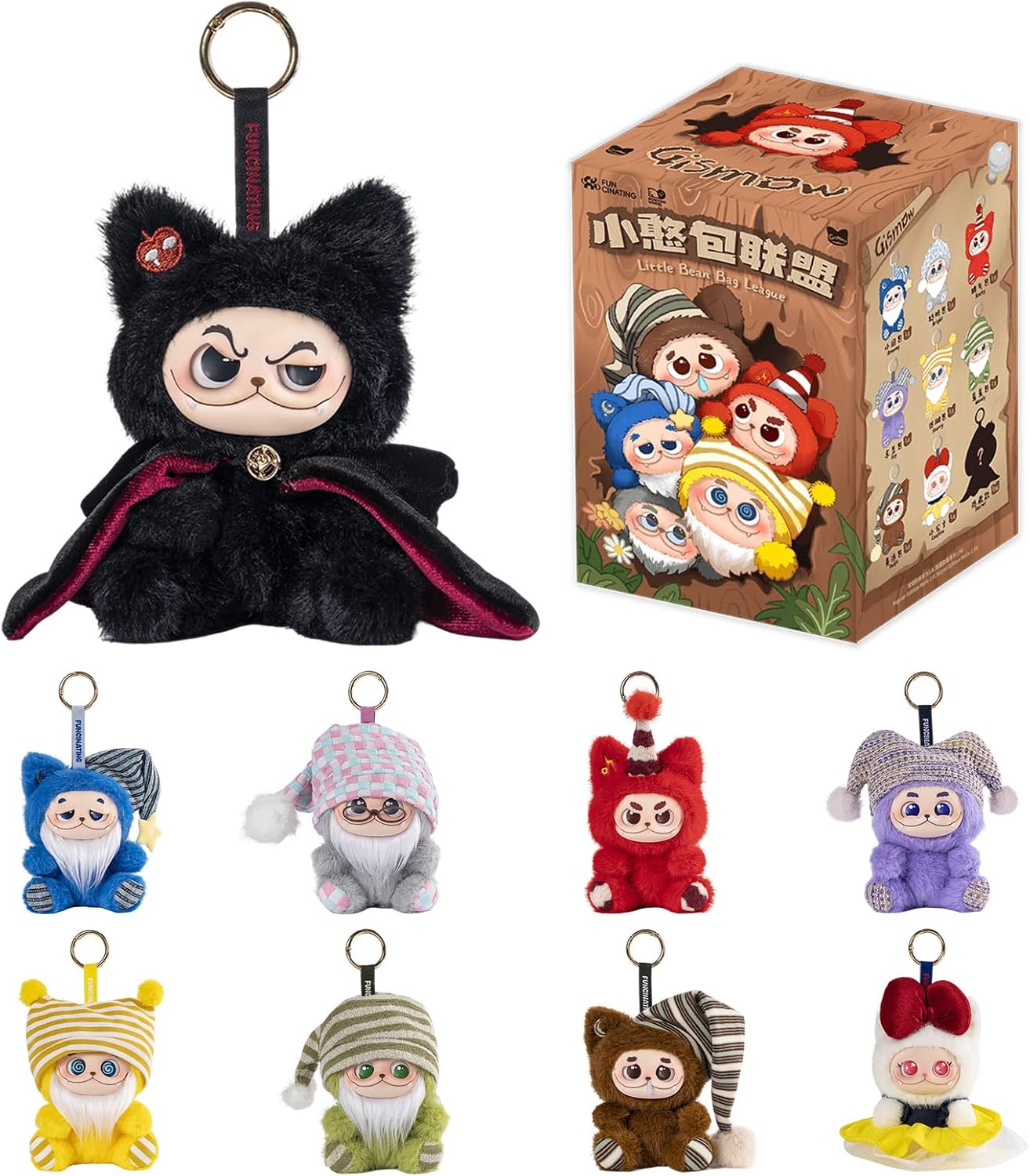 MINISO Gismow Quirky Crew Alliance Series Plush Keychain Blind Box, Soft Vinyl Plush Collectible Charm Random Design for Bag Decor & Gifts, Single Box