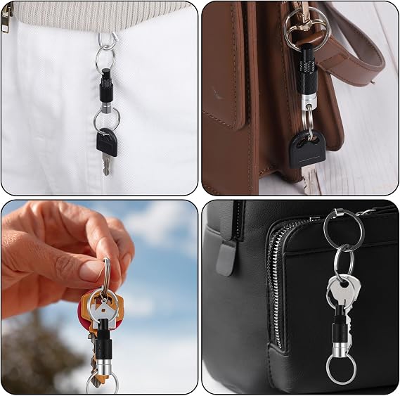 3 Pcs Quick Release Keychain, Detachable Key Ring Quickly Pull Apart Car Keys Holder Quick Disconnect Safety Keychains for Car Purse Bag Accessories (Black)