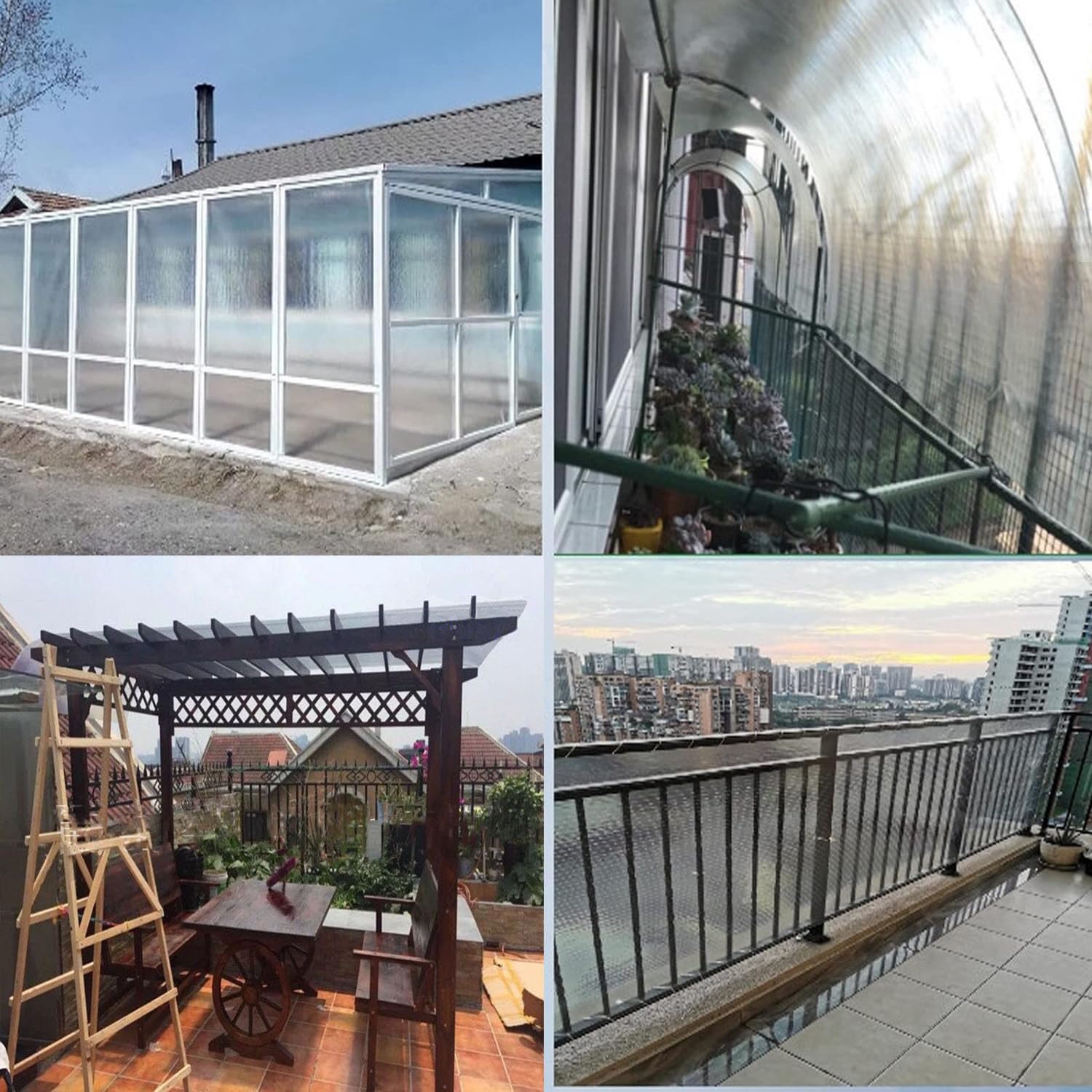 Paneles para Tejado Láminas de Policarbonato 1mm Planchas Transparente Impermeable Hojas de Plástico de Repuesto para Invernadero Cobertizo Garaje Exterior,Fácil de Doblar (1,5m x 4m)