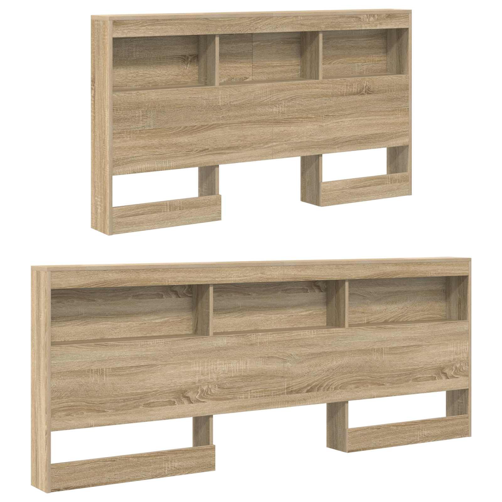 Tête de lit de Rangement en Bois d'ingénierie Chêne Sonoma 160 cm avec étagères intégrées, Station de Charge, Design Moderne scandinave pour Chambre Adulte ou Enfant