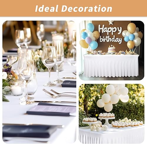 Miniatura 7 de Fixwal Falda de mesa, faldas de mesa para mesas rectangulares de 6 pies, manteles para mesas de 6 pies, falda de mesa de tul, fundas de mesa de