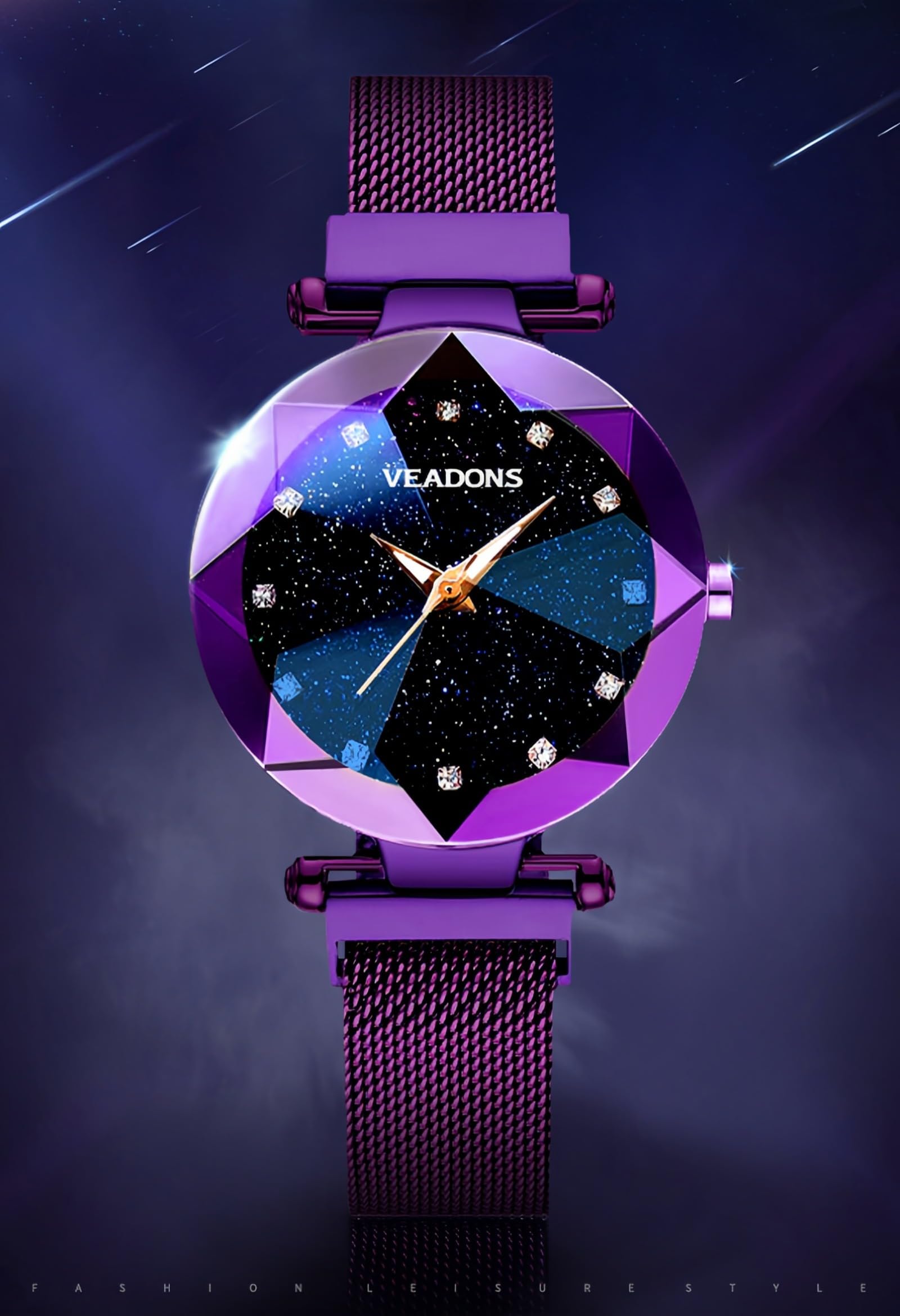 GOSASA Orologio da polso al quarzo casual da donna, stile semplice, impermeabile, cinturino in acciaio, Viola, Affari