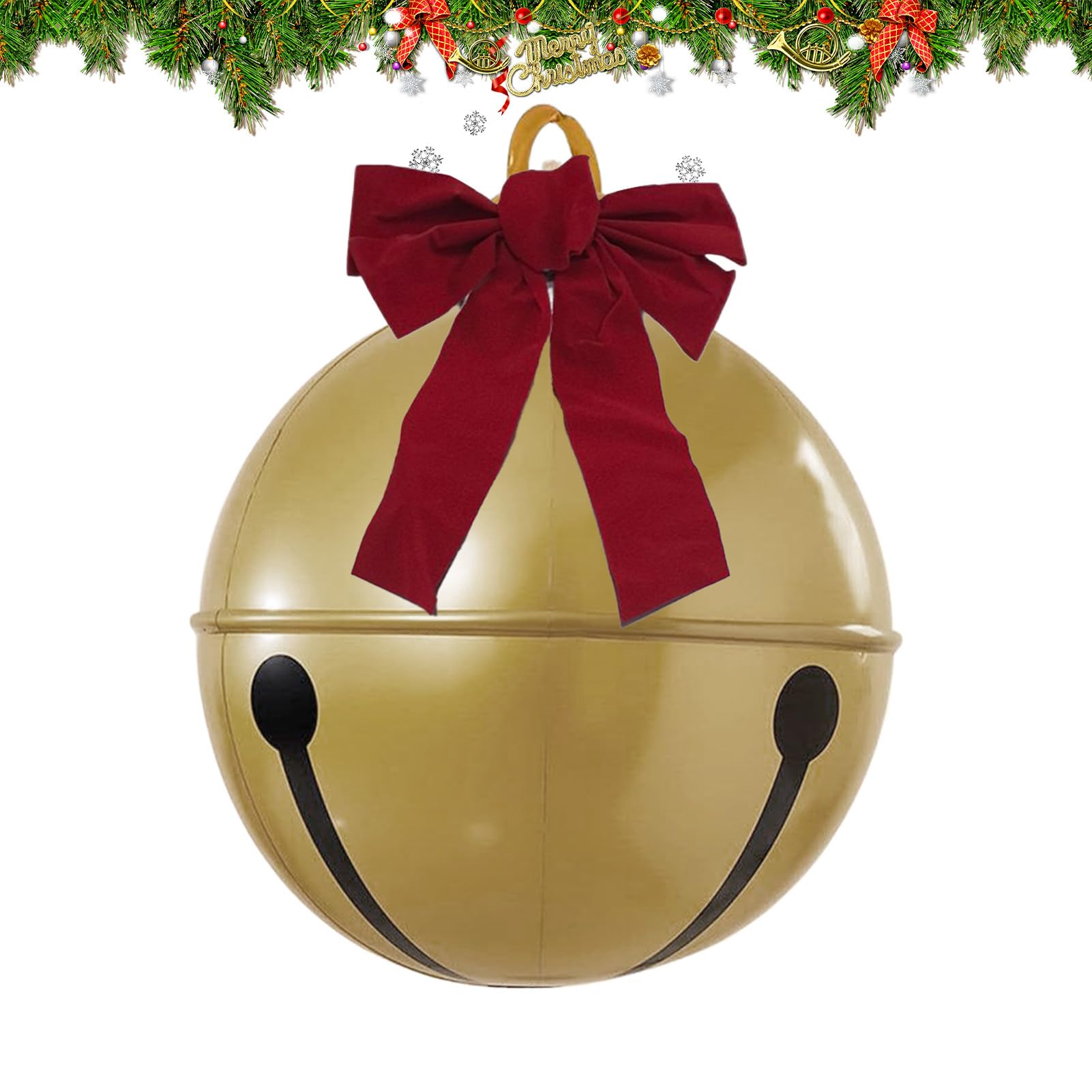 Cloche de Noël Gonflable avec nœud géant pour embellir la pelouse et la cour de votre maison