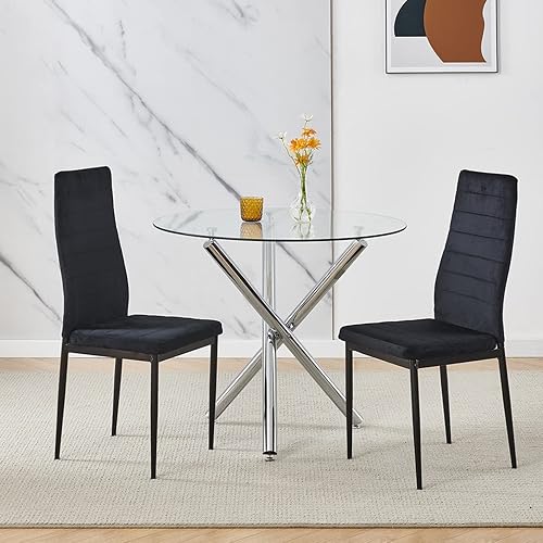 Miniatura 7 de BELIFEGLORY Juego de 2 sillas de comedor de piel sintética modernas con cómodo asiento acolchado tapizado con marco de metal respaldo alto silla de