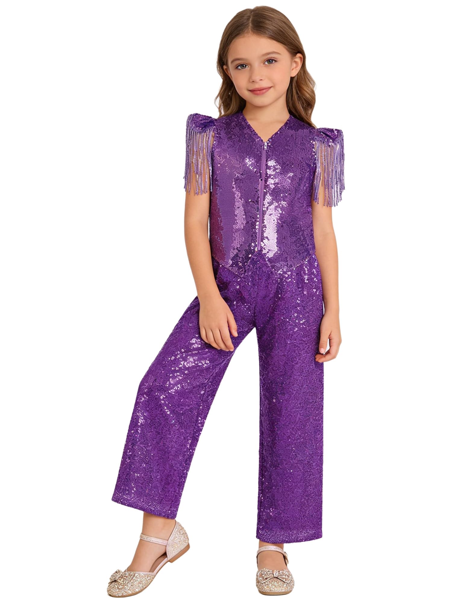 Niña Traje Disco Metálico Trajes De Baile De Jazz De Para Niños