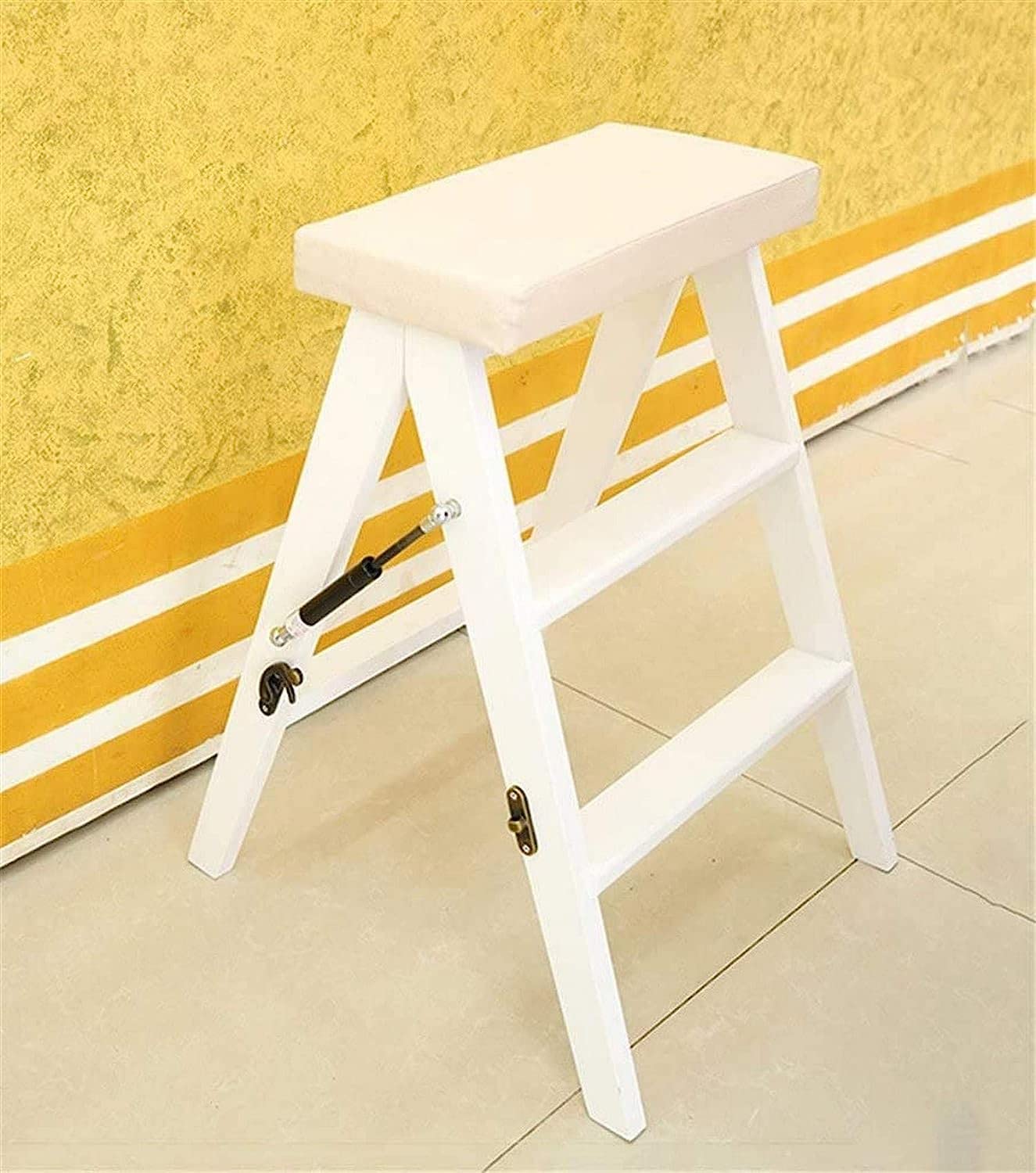 Échelle portable double usage en bois, tabouret pliant esthétique et robuste