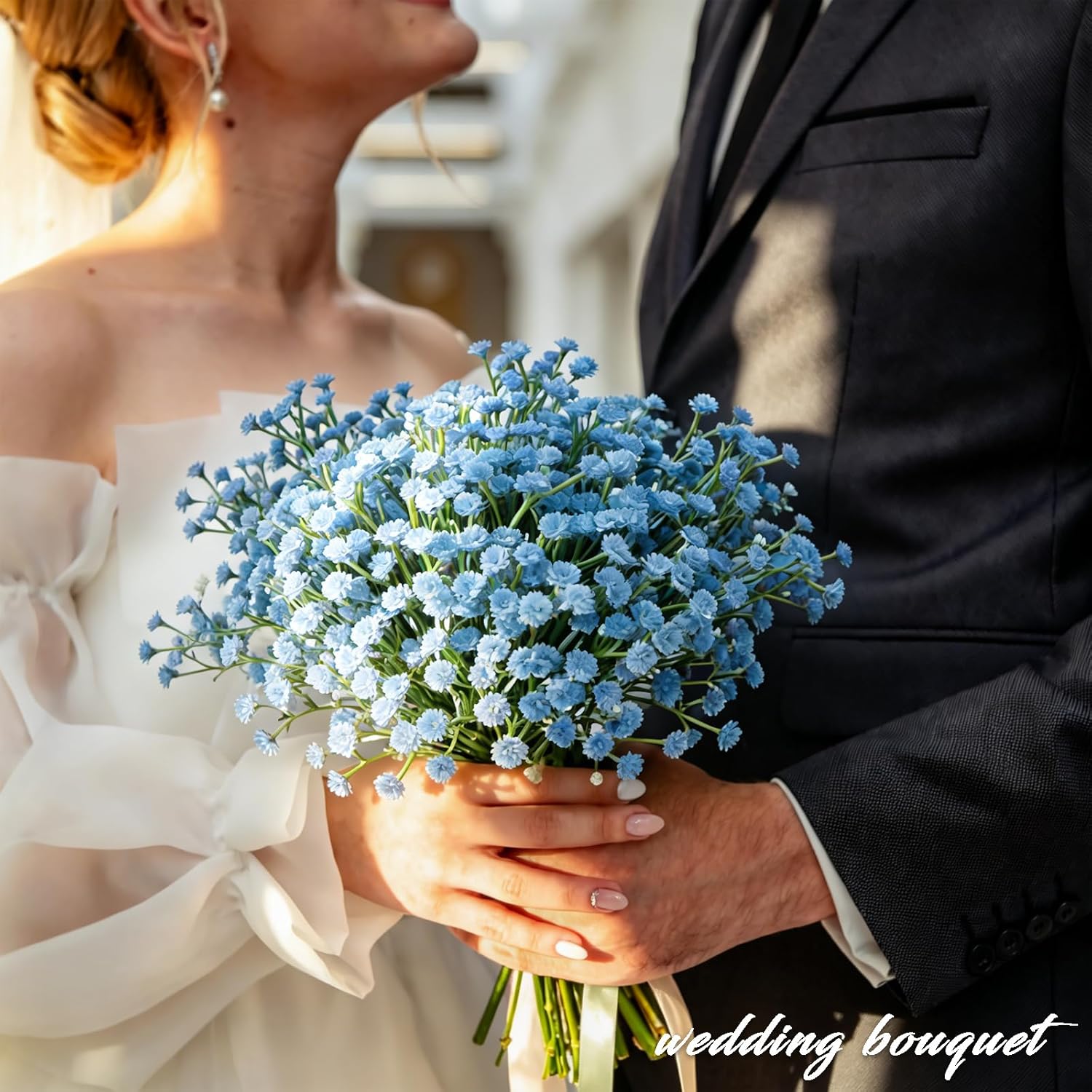 Deep Blue Artificial Baby's Breath Flowers 12Pcs Real Touch Fake Gypsophila with Stems Long-Lasting Bulk Realistic Flowers for Wedding Bouquet Table Decorations Party Decor DIY Crafts