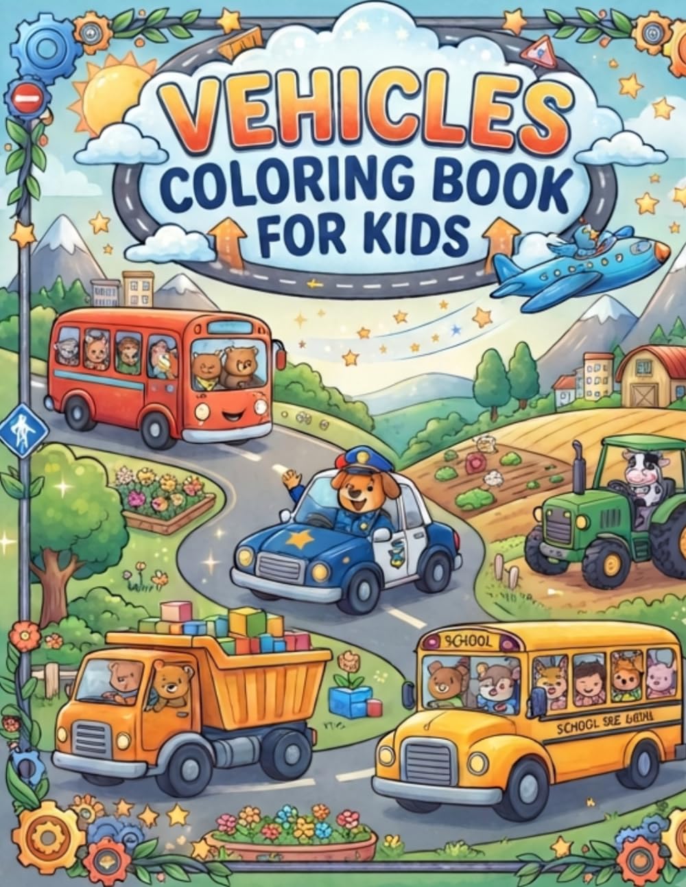 Construction Graphics Colors Construction Vehicles Coloring Book for Kids: 20 Fun and Easy Coloring ...